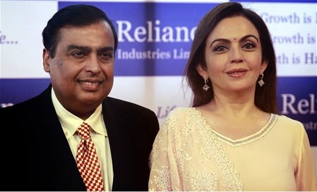 Nita Ambani with husband Mukesh Ambani (Photo: AP) Nita Ambani with husband Mukesh Ambani (Photo: AP)